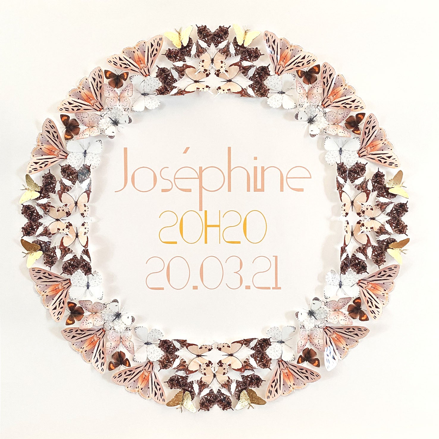 Couronne de papillons - Pain d'épices - 50X50cm - Personnalisable
