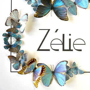 Guirlandes de papillons - Turquoise - 30X40cm - Personnalisable